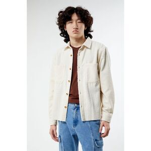 PACSUN Men’s Cream Oversized Wooly Solid Shacket Size Medium